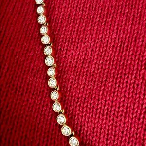 Gold Tone Round Clear Crystal Rhinestone Tennis Bracelet 8"